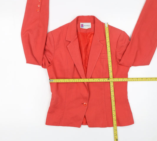Prophecy Women's Red Linen Blend Single-Breasted Blazer Size 10