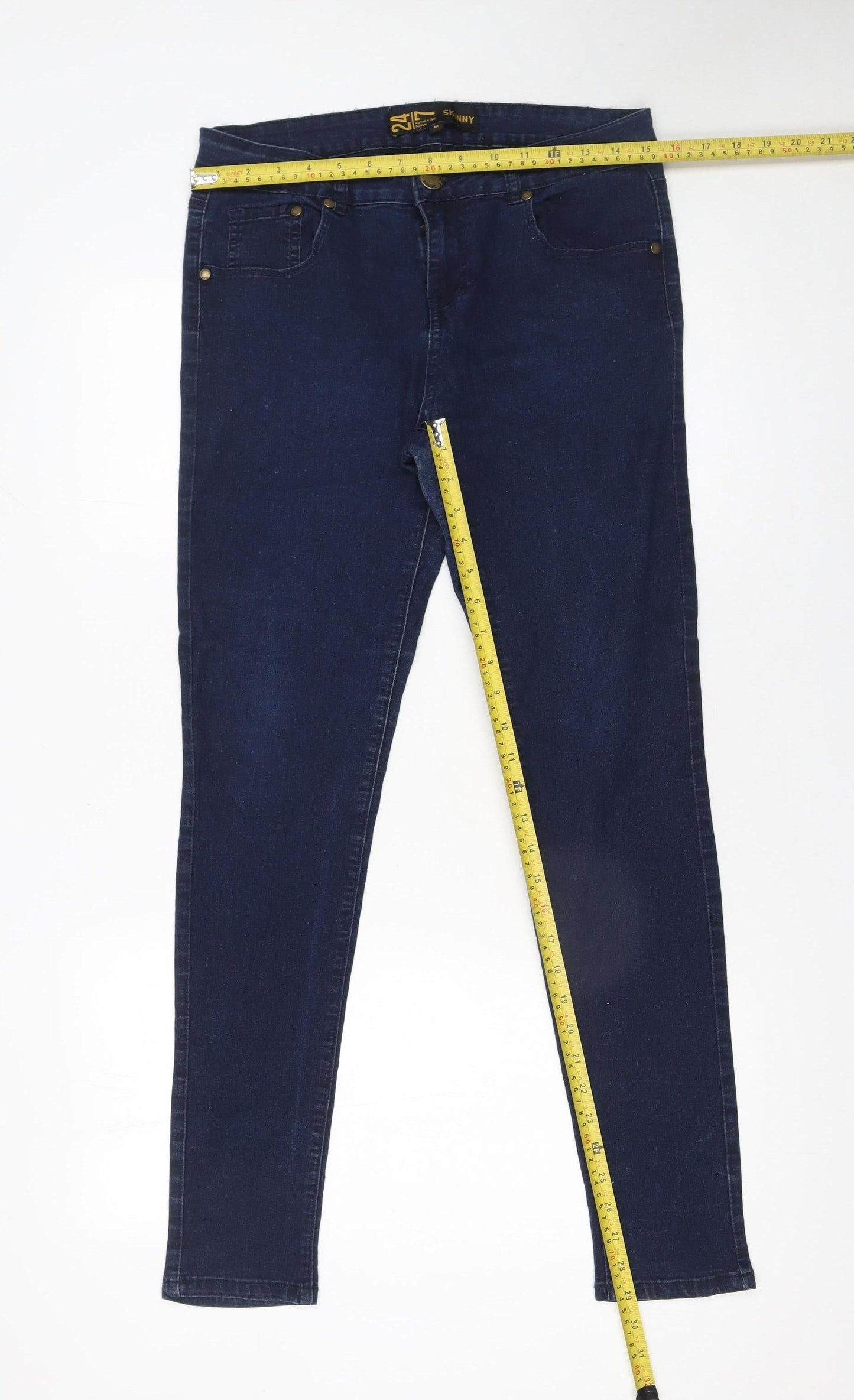 24|7 Authentic Denim Women's Blue Skinny Jeans Size 12 Stretch
