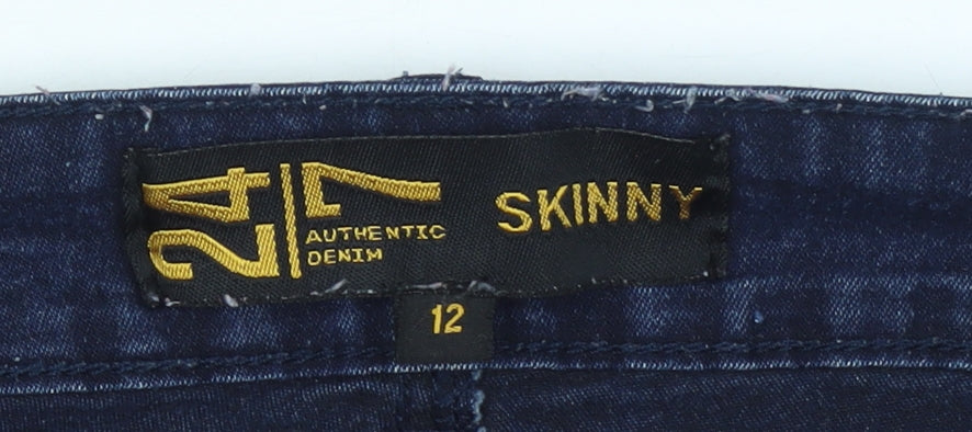 24|7 Authentic Denim Women's Blue Skinny Jeans Size 12 Stretch