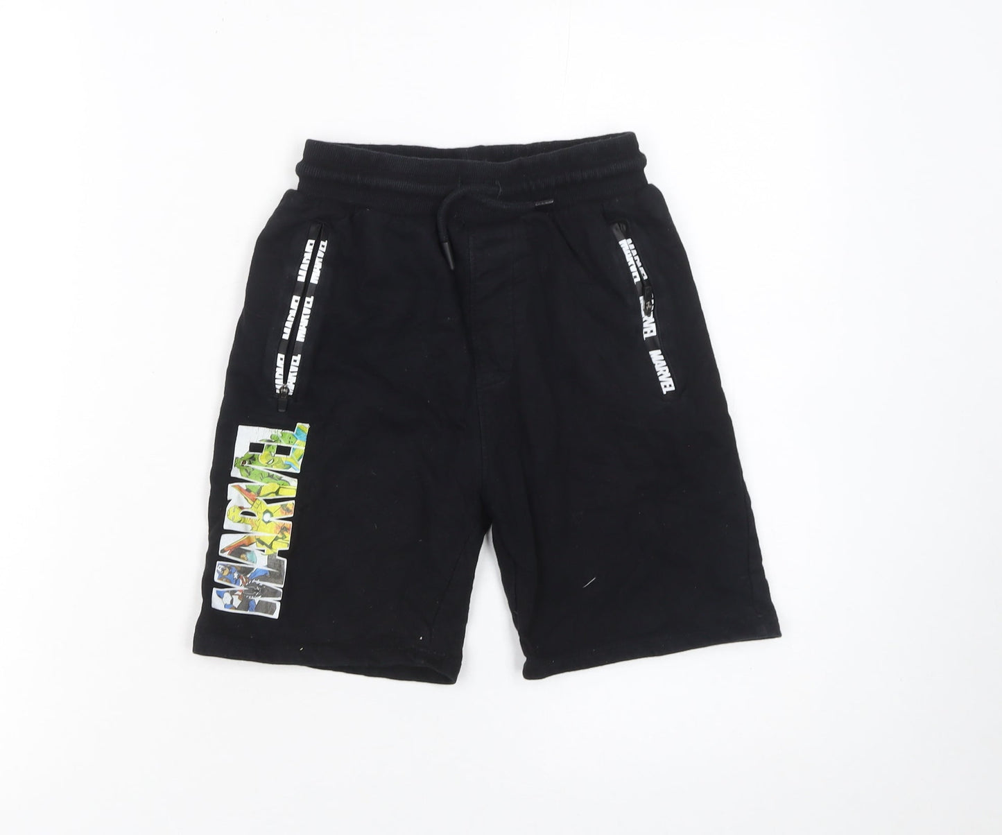 Marvel Boys Black Sweat Shorts 8 Years Regular Fit Hulk Superhero Design