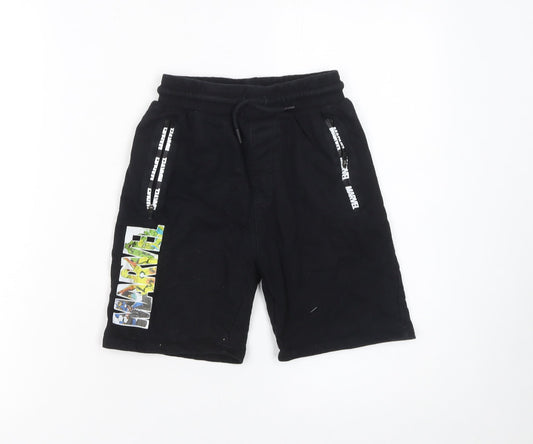 Marvel Boys Black Sweat Shorts 8 Years Regular Fit Hulk Superhero Design
