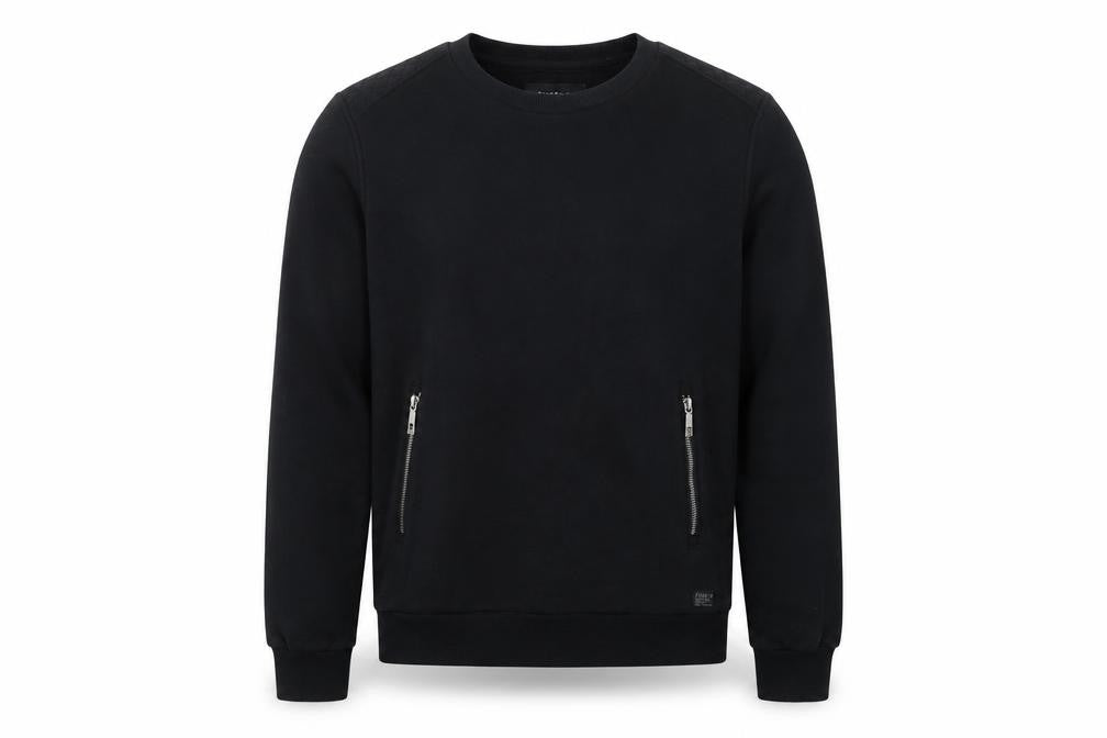 Firetrap Men's Black Sweatshirt M Pullover Crew Neck Zip Pockets