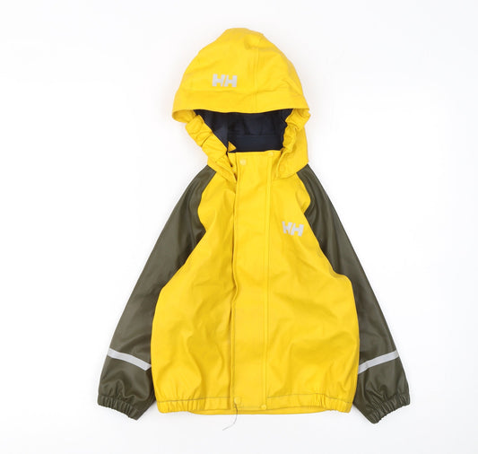 Helly Hansen Boys Yellow Waterproof Rain Coat Jacket 3 Years Hooded Lined
