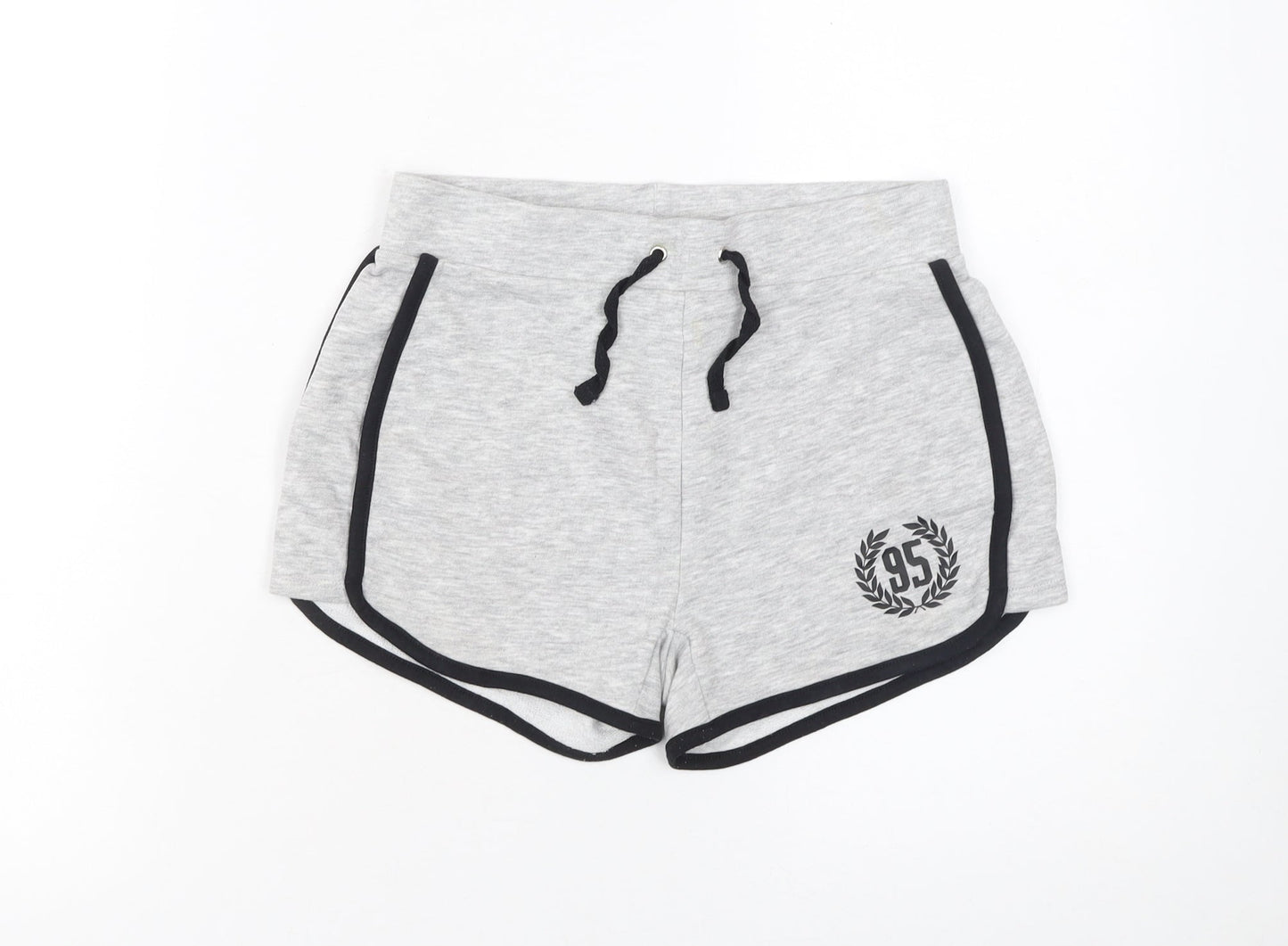 915 Girls Grey Sweat Shorts Age 9 134cm Cotton Blend Drawstring Trim