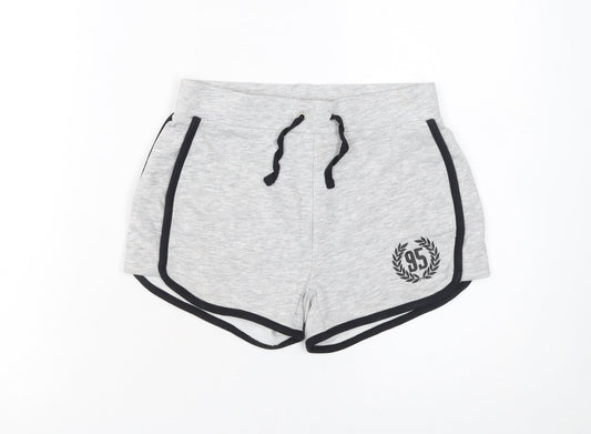 915 Girls Grey Sweat Shorts Age 9 134cm Cotton Blend Drawstring Trim