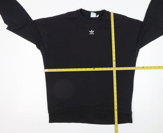 Adidas Women Black Cotton Blend Crew Neck Pullover Sweatshirt UK 14