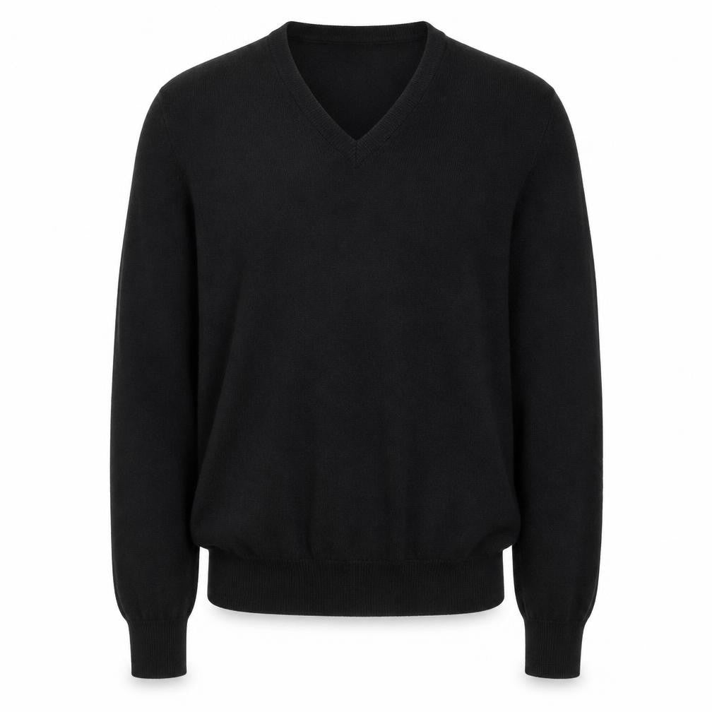 Bruuns Bazaar Men’s Black Merino Wool V-Neck Jumper Size S