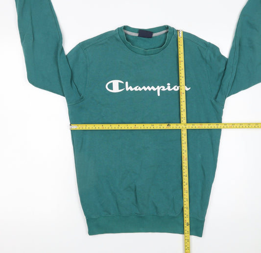 Champion Men’s Green Pullover Sweatshirt Small Crew Neck Sports Logo