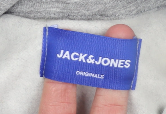 Jack & Jones Men's Grey Pullover Hoodie Size S Regular Fit