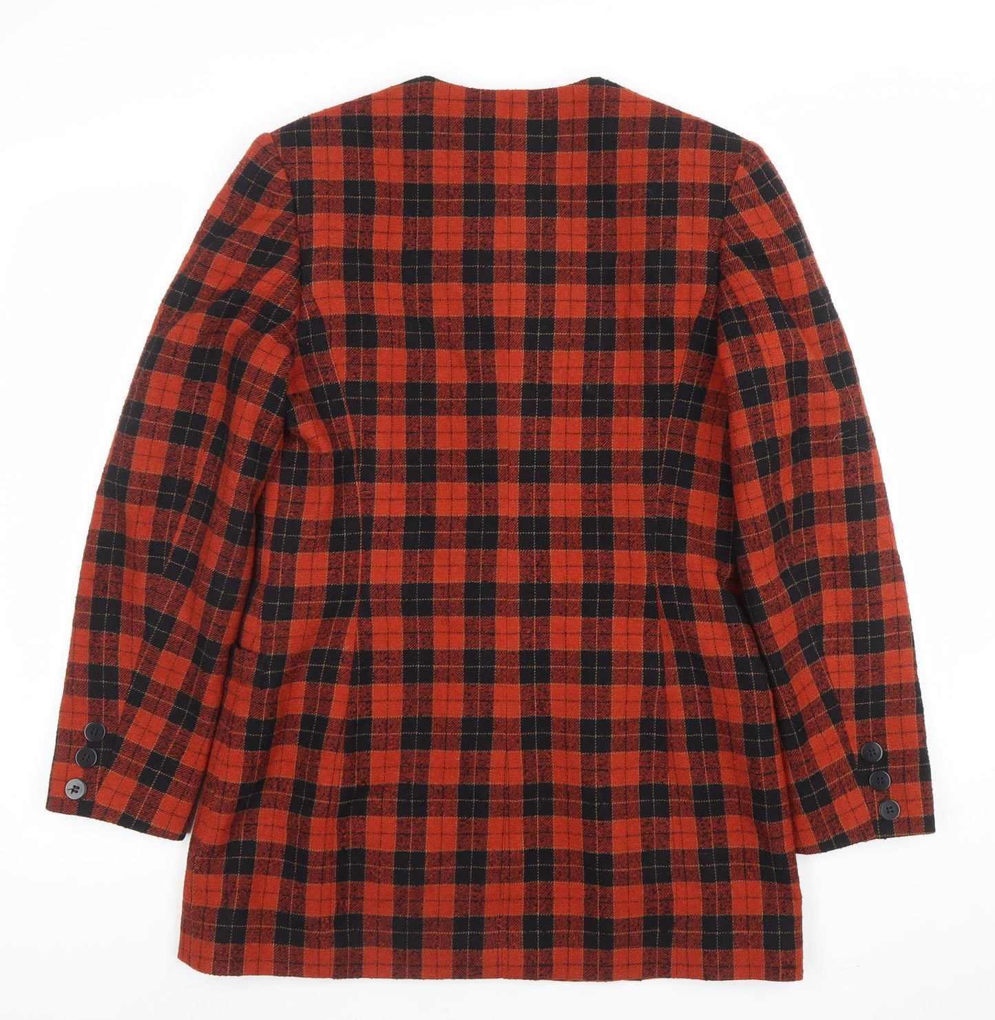 Country Casuals Women Red Check Wool Blend Long Sleeve Jacket Size 8