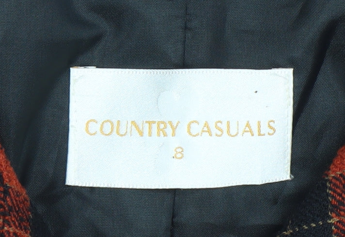 Country Casuals Women Red Check Wool Blend Long Sleeve Jacket Size 8