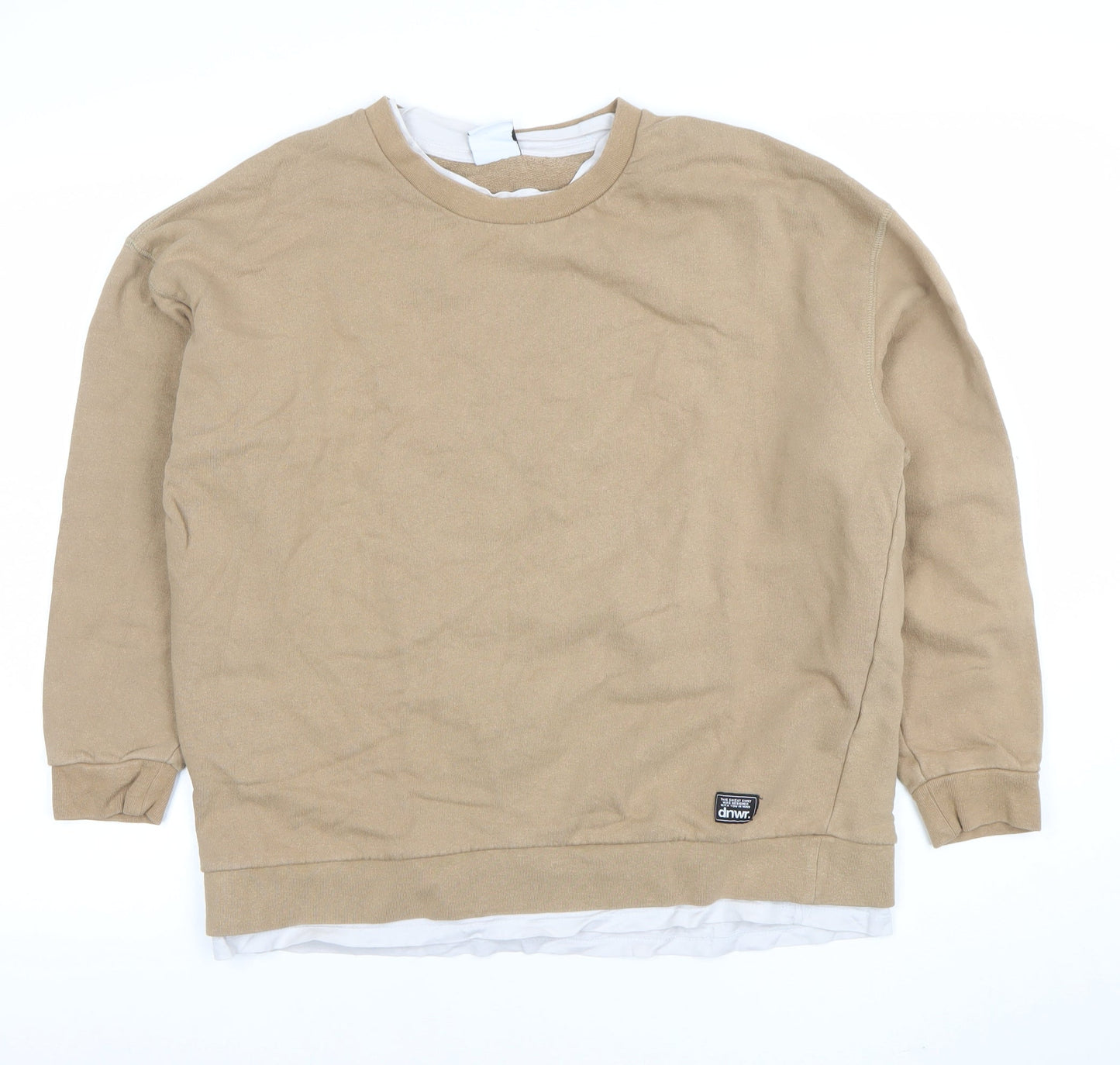 Zara Women Beige Cotton Pullover Sweatshirt Size M Regular Fit