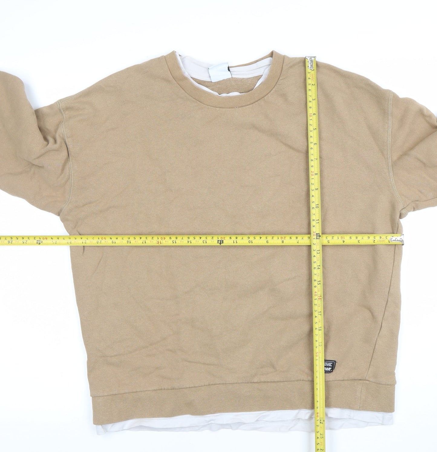 Zara Women Beige Cotton Pullover Sweatshirt Size M Regular Fit