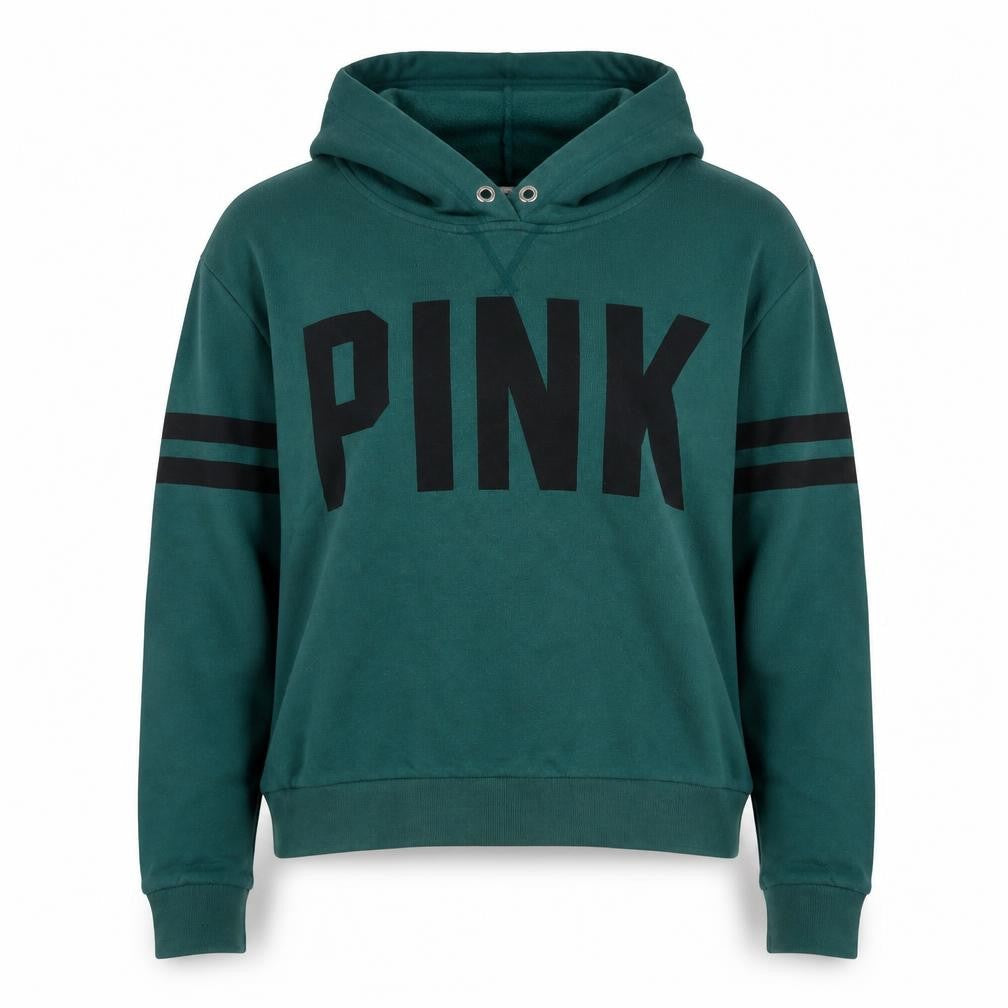 Victoria's Secret PINK Women's Green Pullover Hoodie Size M Cotton Blend