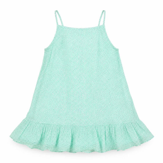 Dunnes Girls Green Polka Dot Viscose Trapeze Dress 9-10 Years
