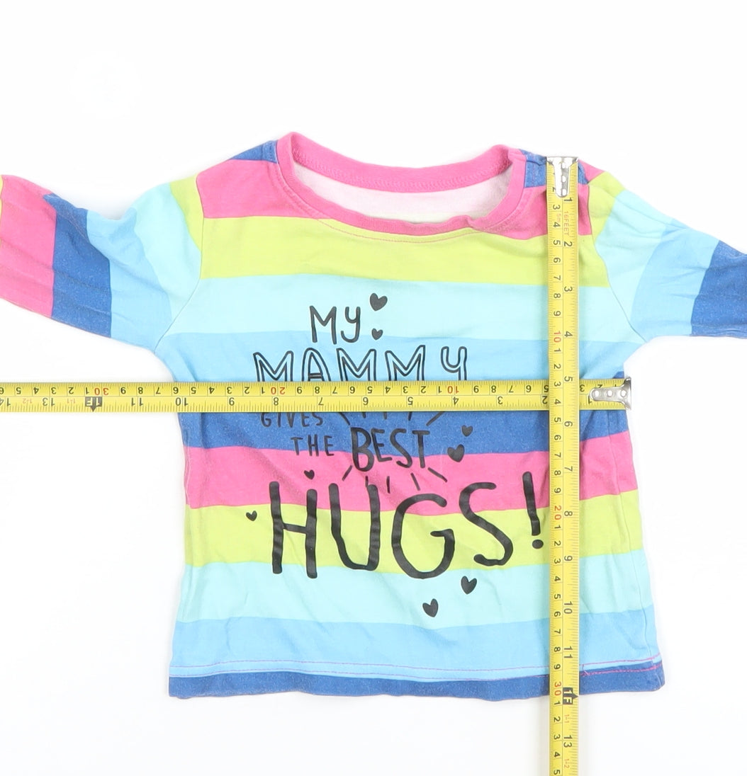 St Bernard Girls Multicoloured Stripe Long Sleeve Cotton T-Shirt 2 Years
