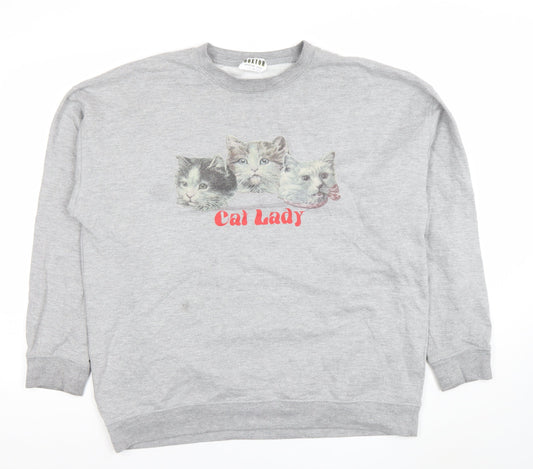 Hoxton Chic Women's Grey Cat Lady Graphic Sweatshirt XL