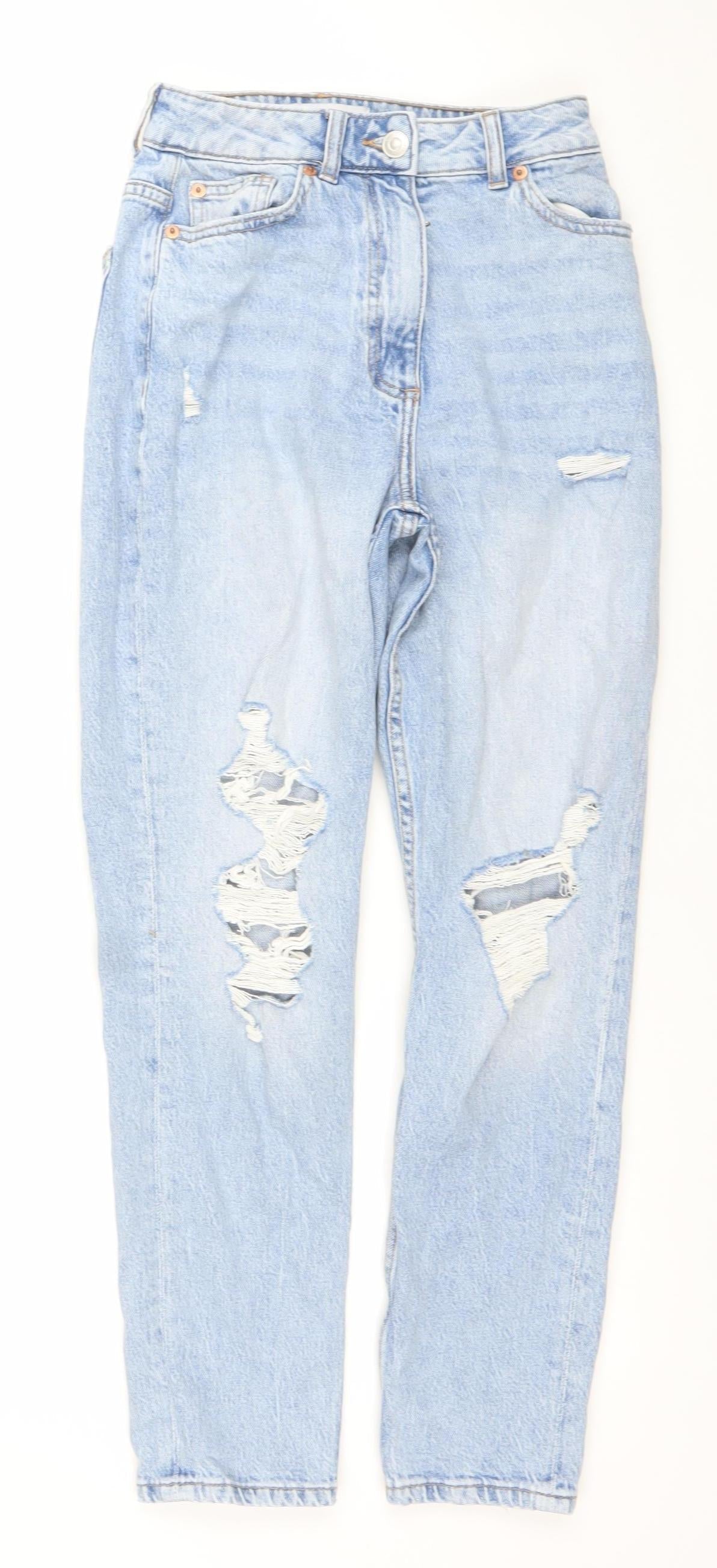 Primark Women Blue Boyfriend Distressed Denim Jeans Size 6