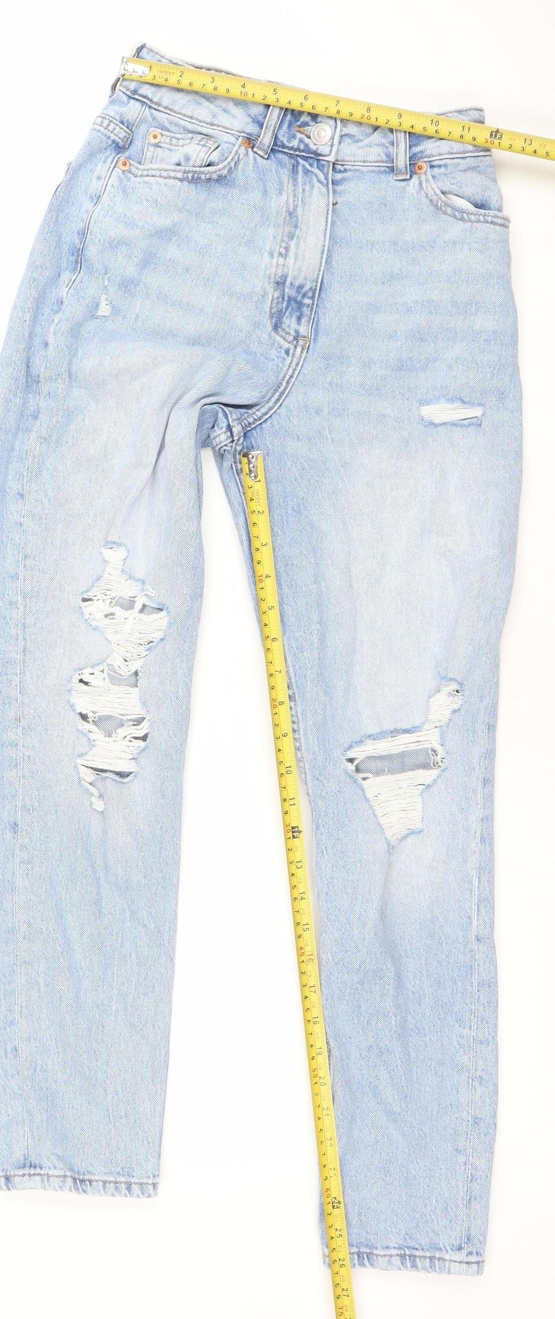 Primark Women Blue Boyfriend Distressed Denim Jeans Size 6