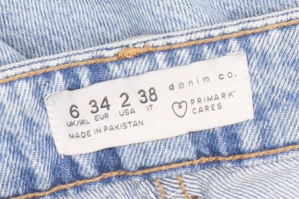 Primark Women Blue Boyfriend Distressed Denim Jeans Size 6