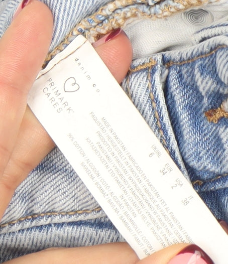 Primark Women Blue Boyfriend Distressed Denim Jeans Size 6