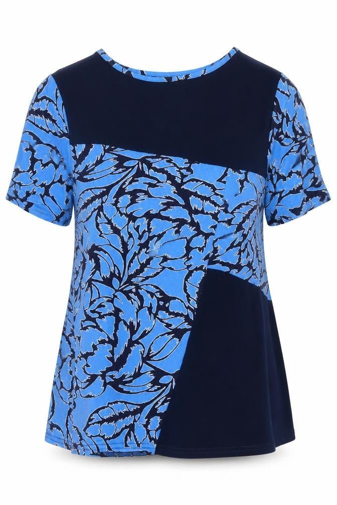 Gerard Womens Blue Floral 3/4 Sleeve Jersey Tunic Top Size 18