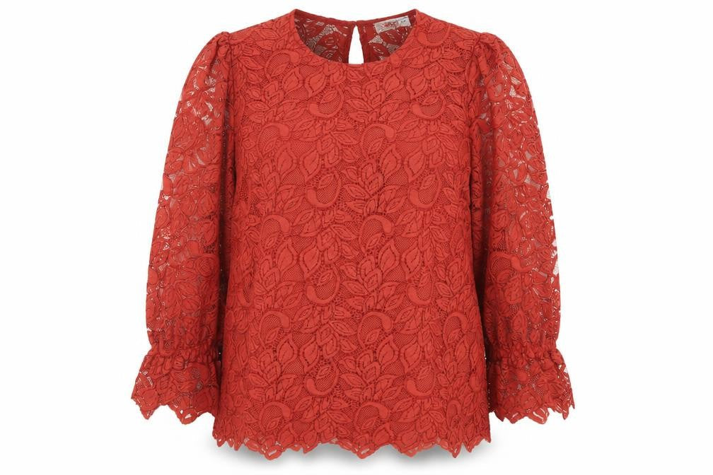 Gallery Women’s Brown Lace Floral Tunic Blouse UK 20