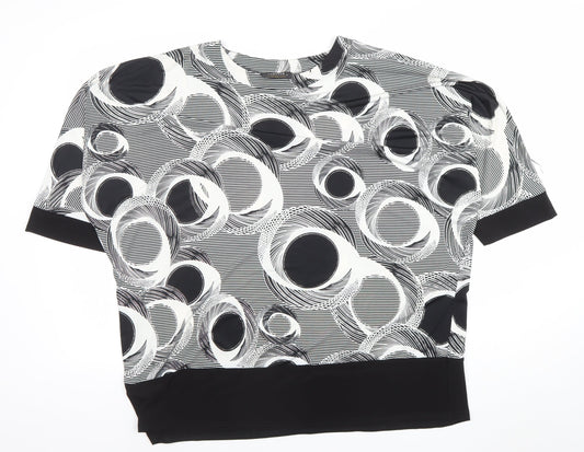 Forever L by Michael Gold Women’s Black Geometric Short Sleeve Blouse L