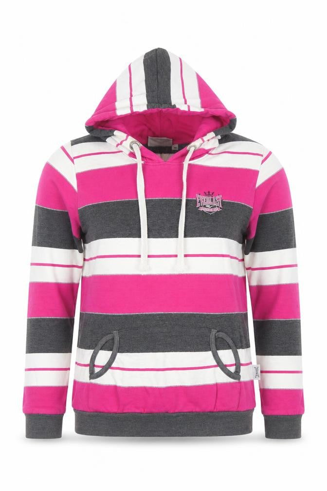 Everlast Womens Pink Stripe Pullover Hoodie Size 10 Cotton Blend