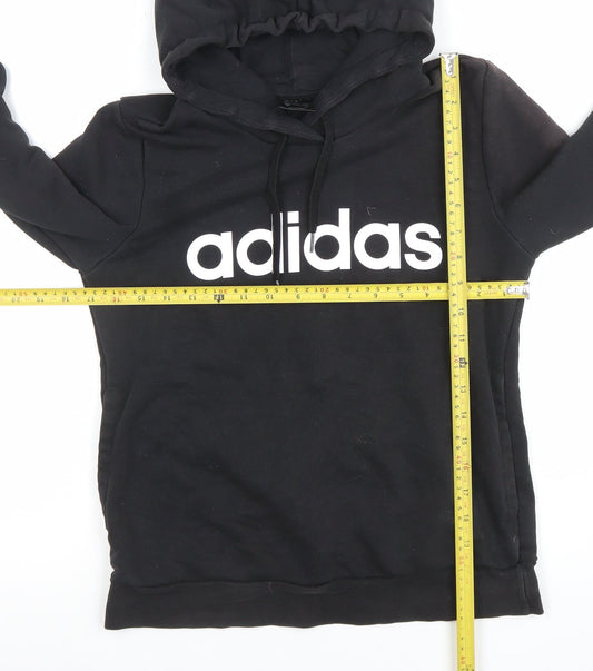 Adidas Women Black Pullover Hoodie Size Small Cotton Blend Logo