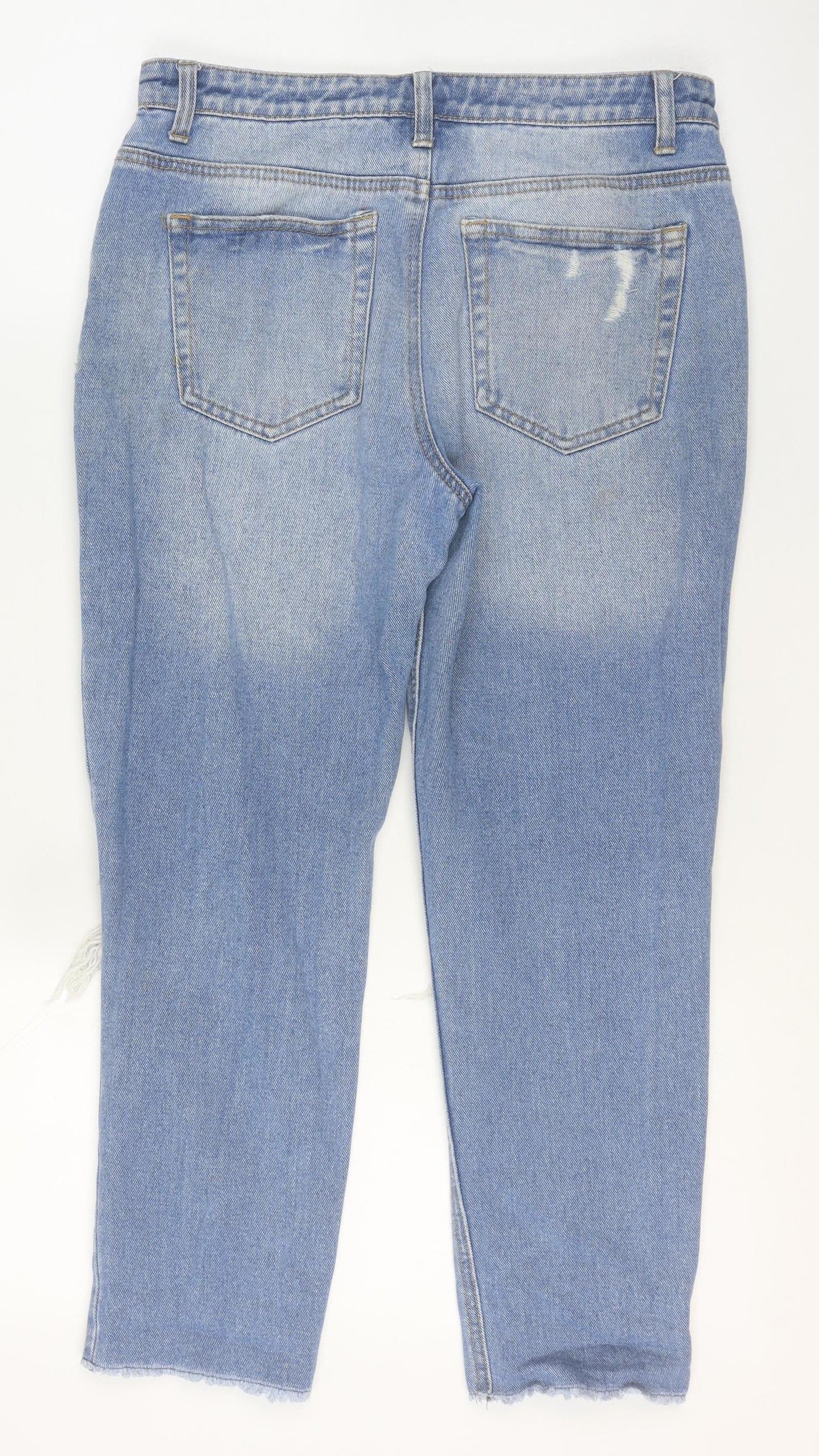 Denim Co. Women's Blue Distressed Boyfriend Jeans Size 10