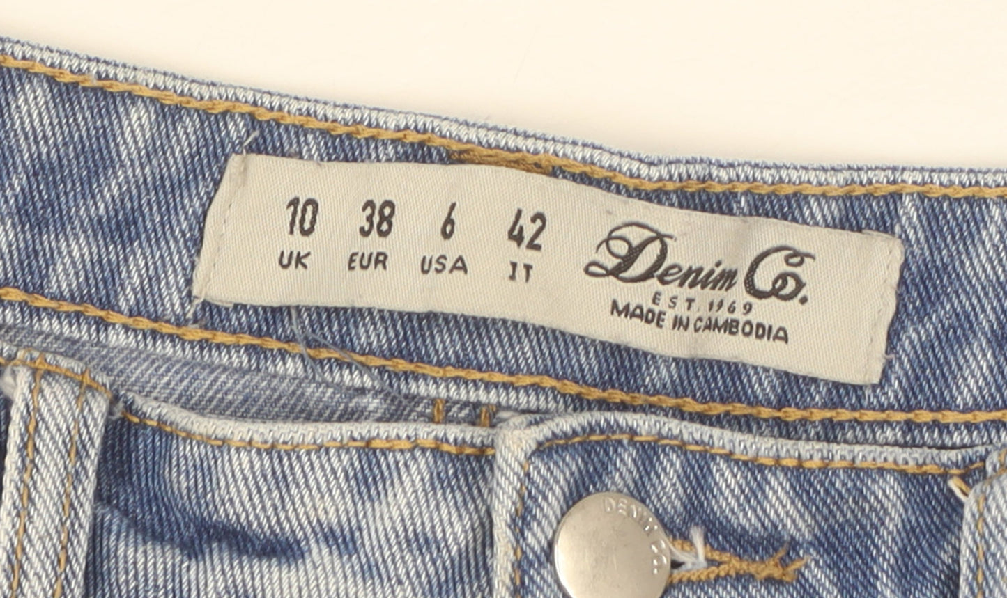 Denim Co. Women's Blue Distressed Boyfriend Jeans Size 10