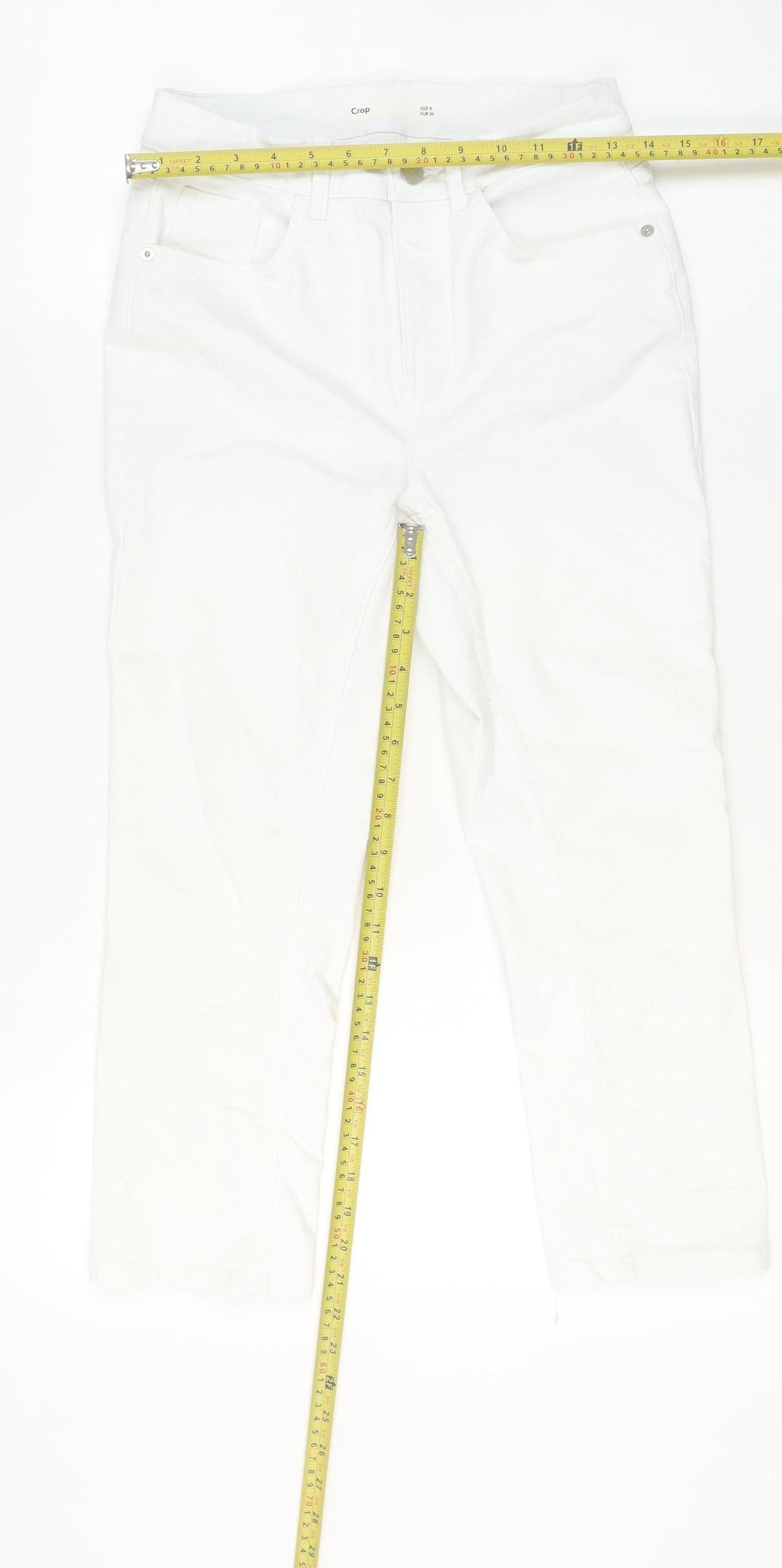 Dunnes Stores Women’s White Crop Jeans Size 8 Regular Fit