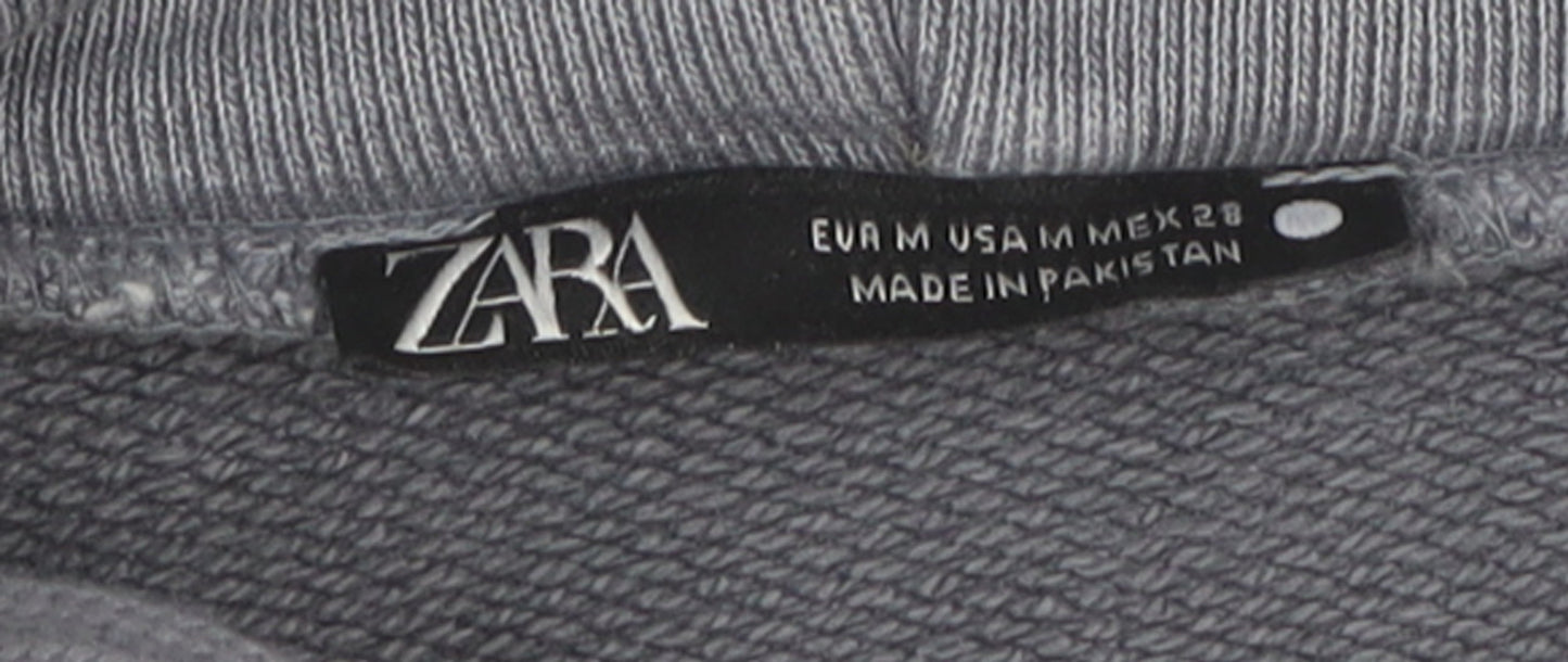 ZARA Womens Grey Cotton Pullover Hoodie Size M