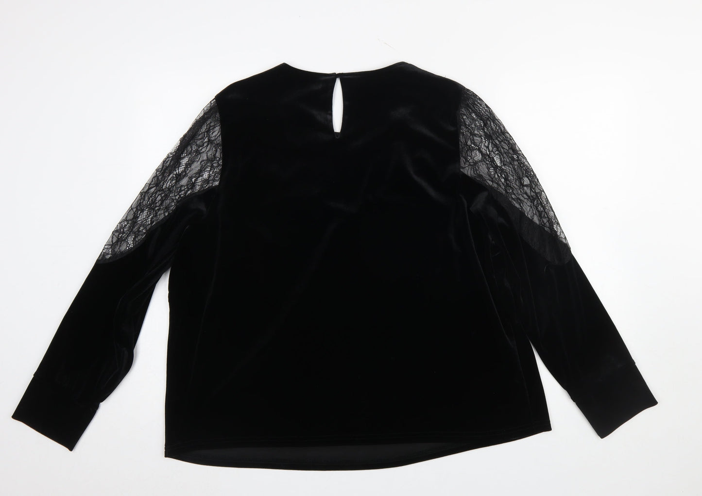 Gallery Women's Black Lace Velvet Long Sleeve XL Blouse