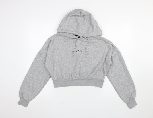 Bench Womens Grey Cropped Hoodie Size M UK 12 Pullover