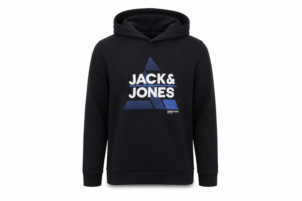 Jack & Jones Boys Black Pullover Hoodie 10 Years Cotton Blend Graphic Sweatshirt