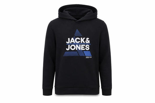 Jack & Jones Boys Black Pullover Hoodie 10 Years Cotton Blend Graphic Sweatshirt