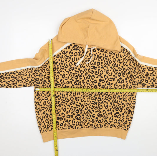 Next Women's Beige Leopard Print Hoodie M Cotton Blend