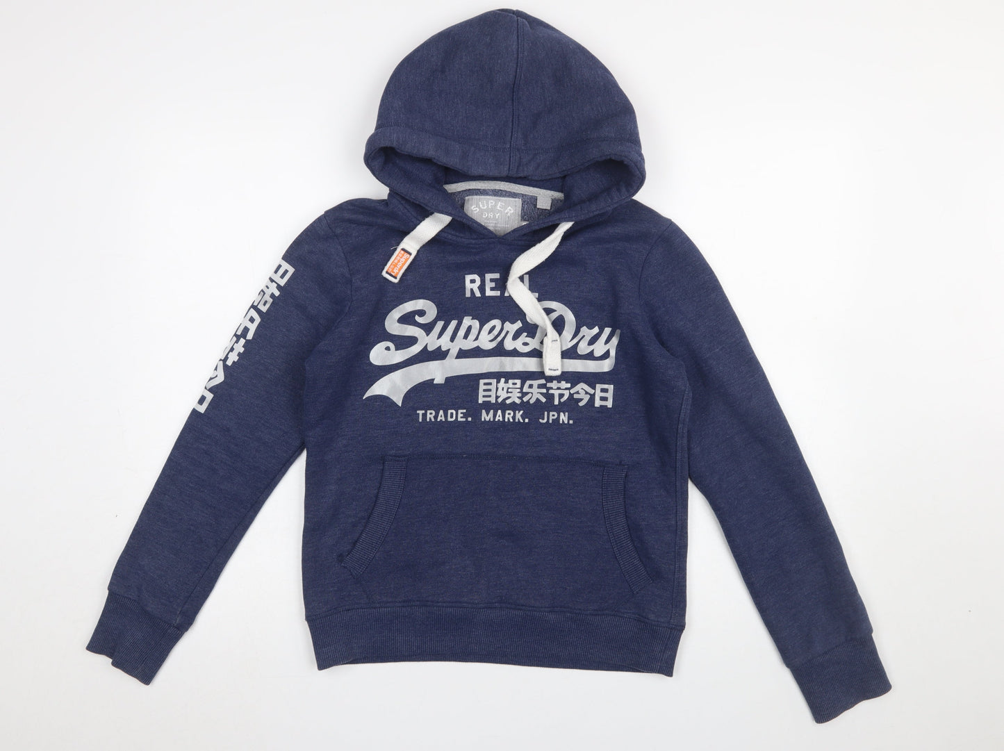 Superdry Women's Blue Pullover Hoodie Small Cotton Blend Casual