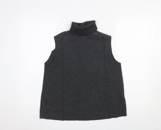 Zara Women’s Grey Roll Neck Sleeveless Knit Vest Jumper Size 12