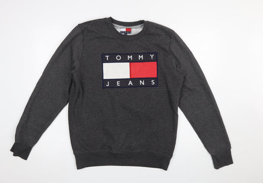 Tommy Jeans Men's Grey Logo Sweatshirt Size L Pullover Crew Neck