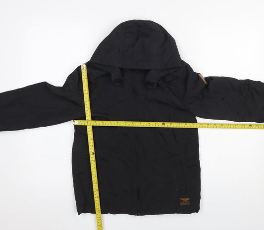 H&M Boys Black Hooded Puffer Jacket 9-10 Years Polyamide Lightweight
