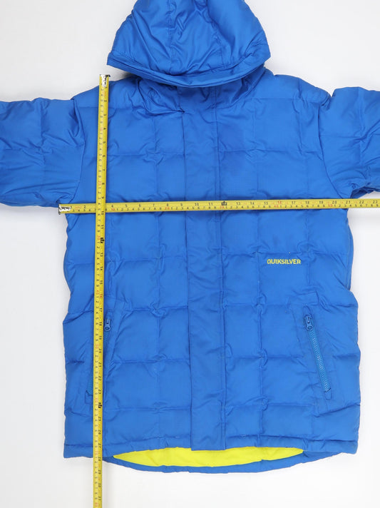 Quiksilver Men's Blue Puffer Jacket Small Hooded Water Resistant