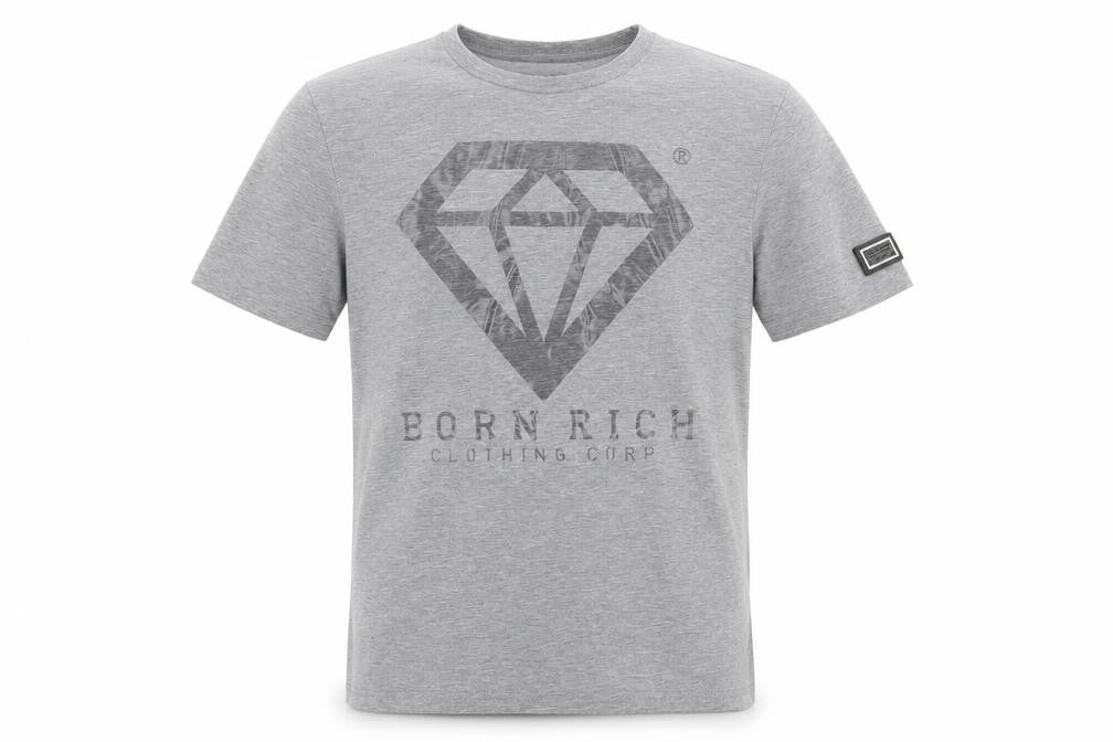 Born Rich Mens Grey Graphic Crew Neck Short Sleeve T-Shirt Size M