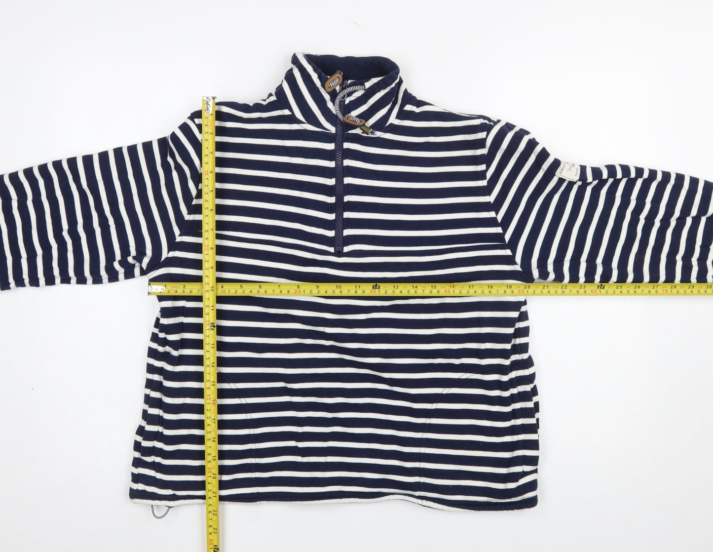 Joules Women Navy White Striped 1/2 Zip Cotton Pullover Sweatshirt UK10