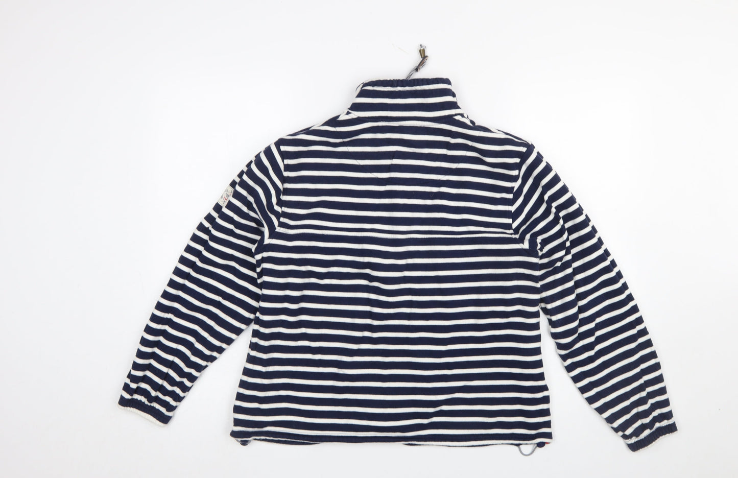 Joules Women Navy White Striped 1/2 Zip Cotton Pullover Sweatshirt UK10
