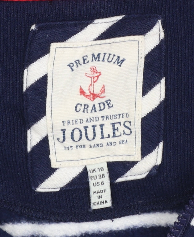 Joules Women Navy White Striped 1/2 Zip Cotton Pullover Sweatshirt UK10