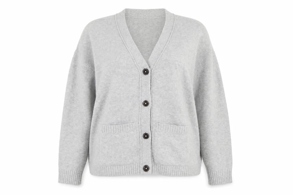 Dunnes Women’s Grey V-Neck Button-Up Cardigan Jumper XL