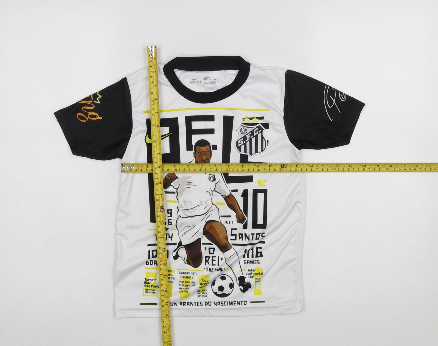 Nike Boys White Pele Football Dri-Fit Short Sleeve Jersey T-Shirt 8 Years